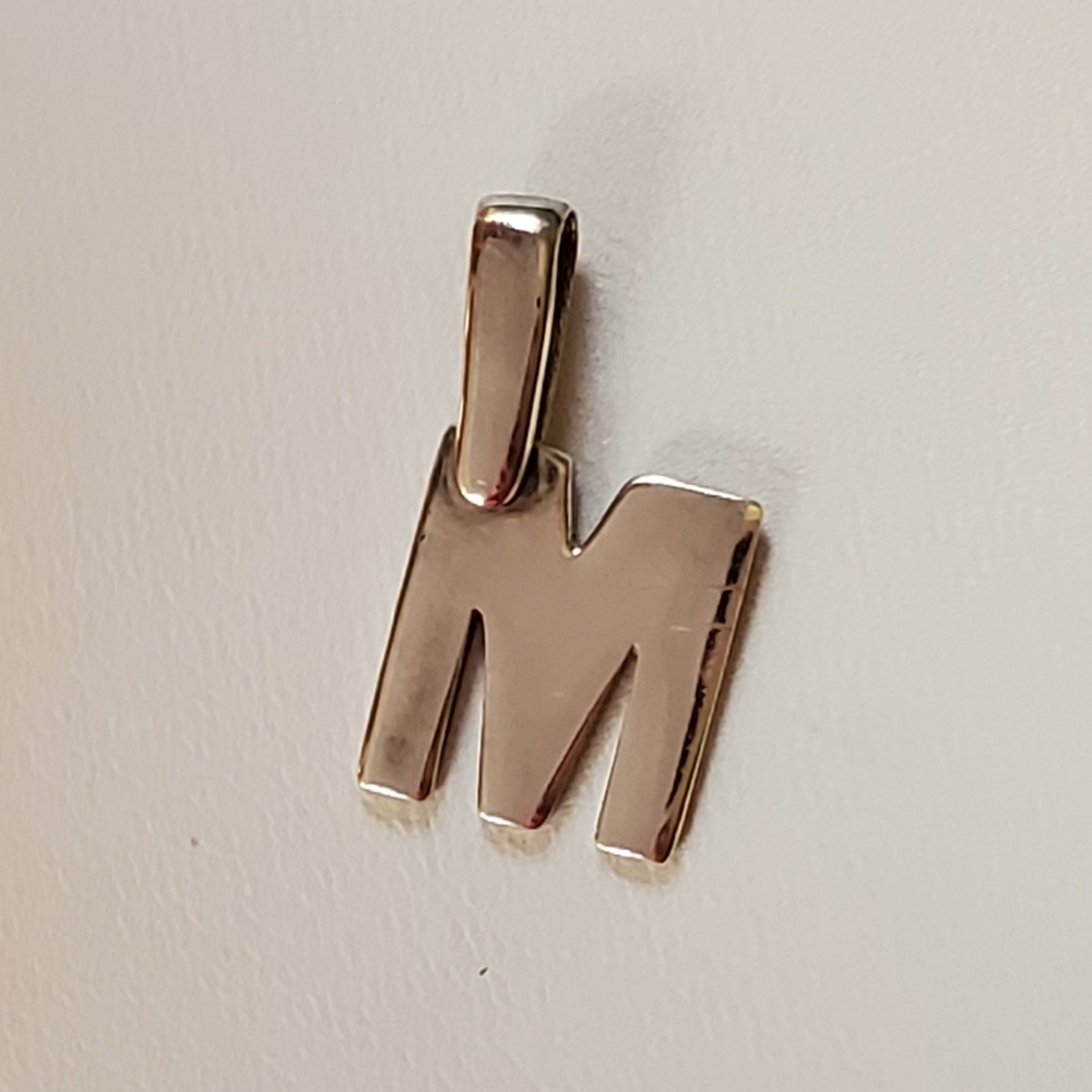 Silver Monogrammed Letter M Pendant